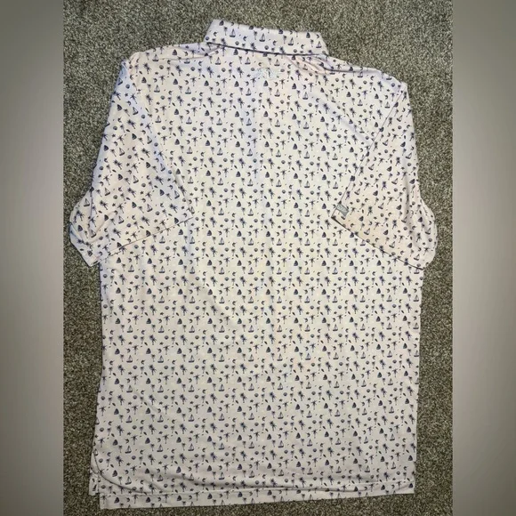 Straight Down Men’s Polo Large Palm Tree Sail Boat Print Pink - Picture 12 of 12